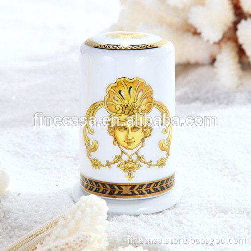 Luxury Fine Hyper White Porcelain Toothpick Holder of Sea Goddness